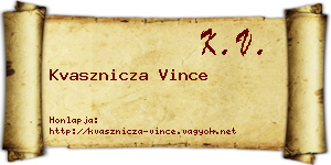 Kvasznicza Vince névjegykártya